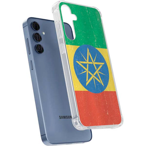 Ethiopia Flag Distressed Galaxy S24 Clear Case
